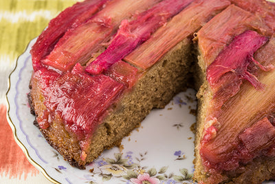 Seasonal produce - rhubarb upside down cake