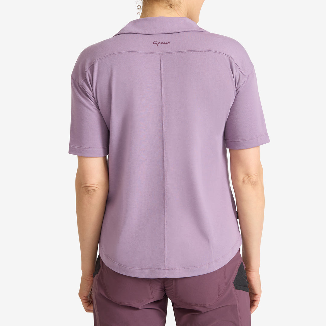 Back of a Genus Cardoon Women's Eden Collared Tee