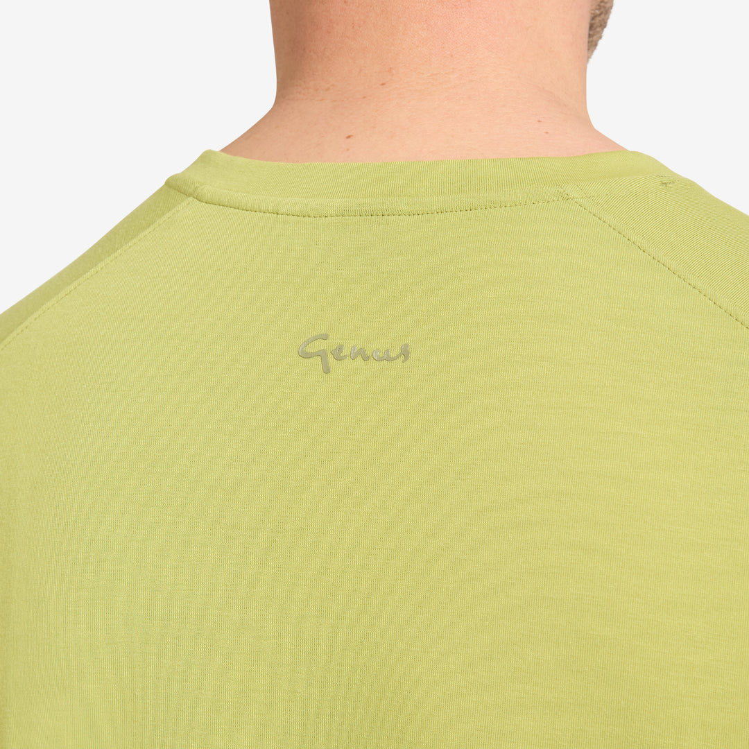 Close up of a Genus Soft Lime Men's Eden Short Sleeve Tee