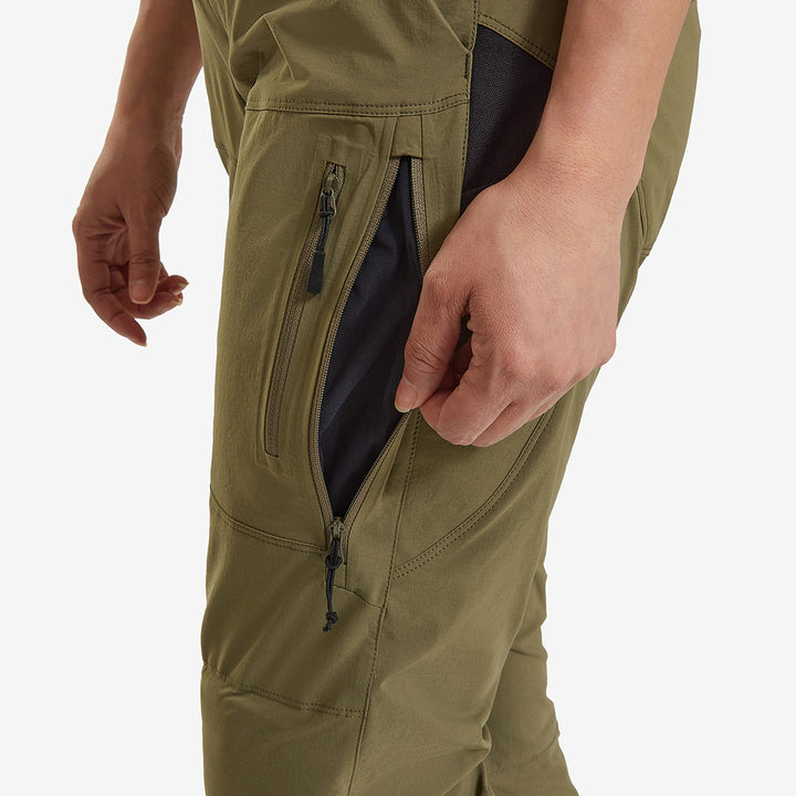 Pocket on a pair of Genus burnt olive womens summer gardening trousers