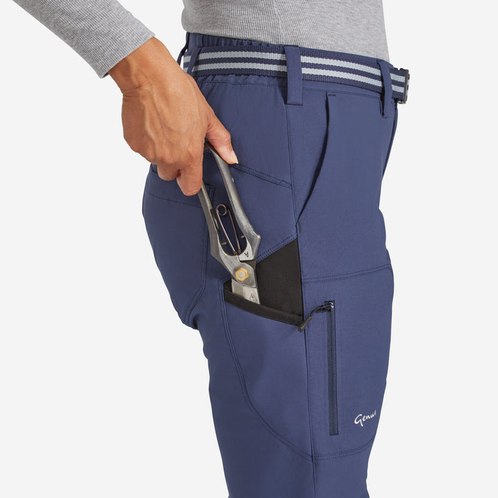 Knife going inside the pockets on the Genus Women's Indigo 3 Season Trousers