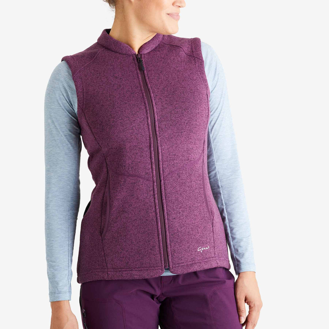Woman wearing a Genus Grape Dixter Gardening Gilet