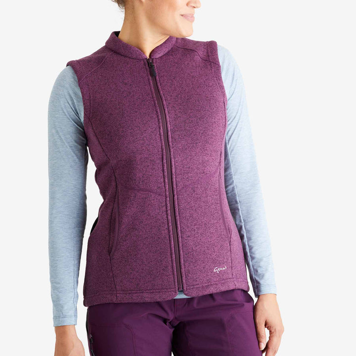 Woman wearing a Genus Grape Dixter Gardening Gilet