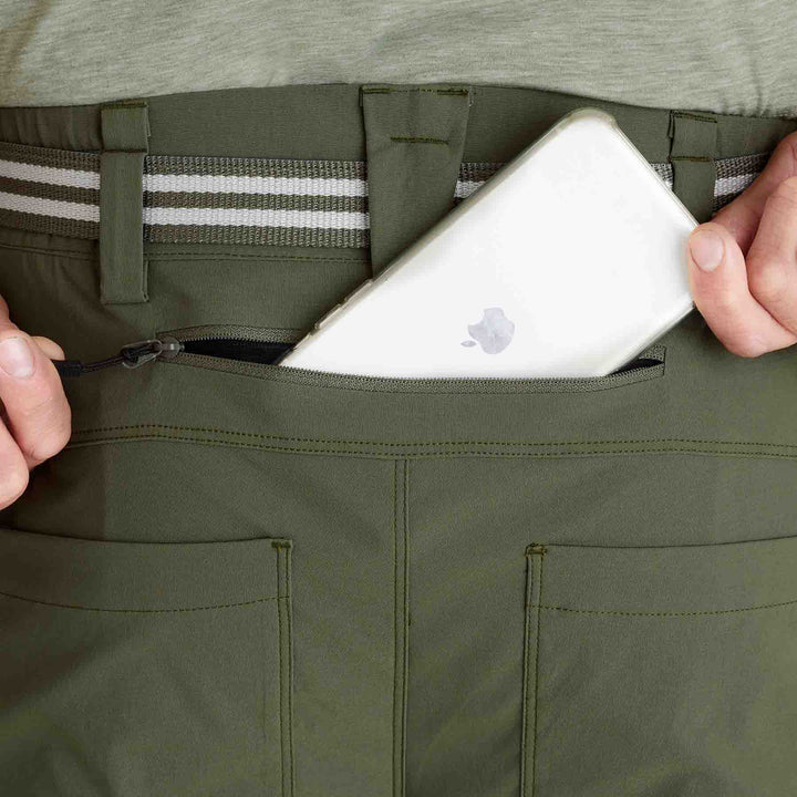 Phone pocket on the Genus Dusky Green Men's 3 Season Gardening Trousers
