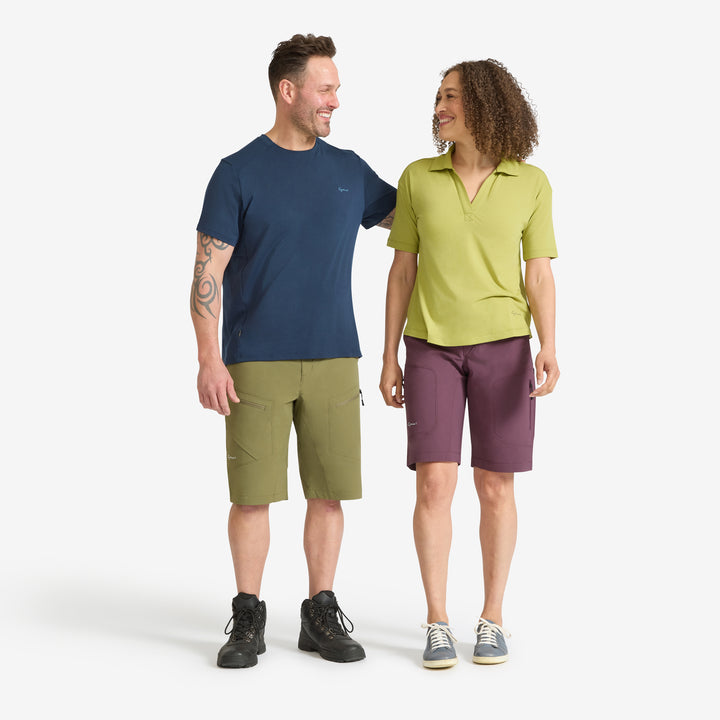 Man and woman wearing the Genus Burnt Olive Summer Gardening Shorts 
