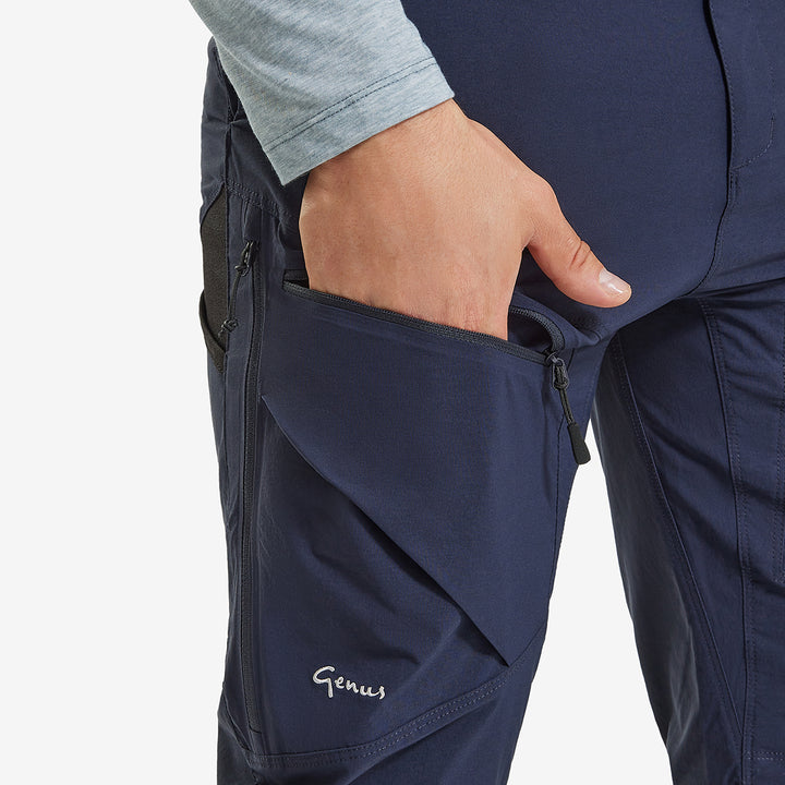 Front pocket on the Genus Men's Summer Gardening Trousers Dark Navy