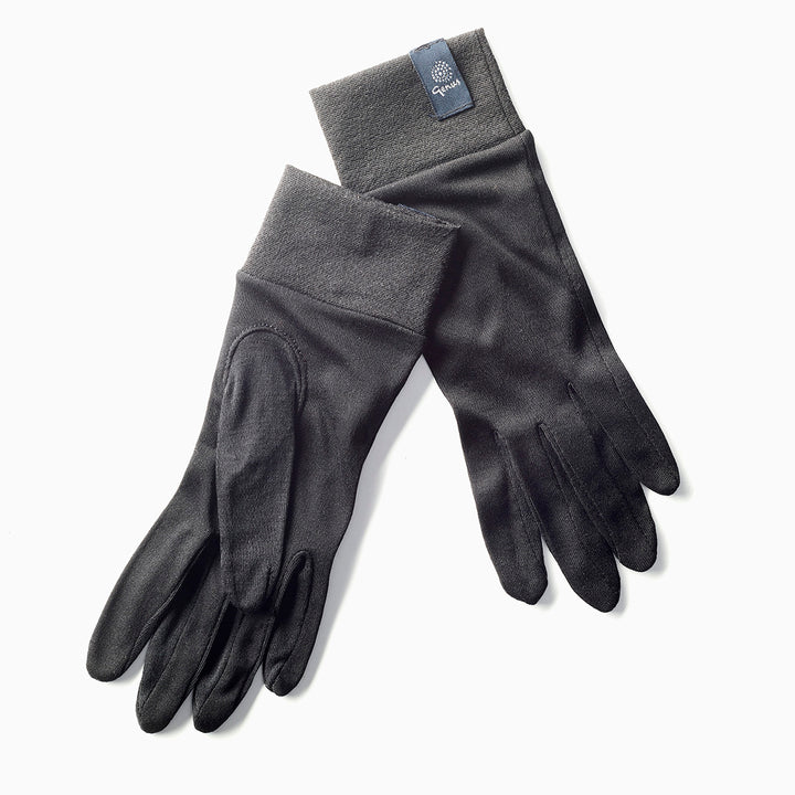 Genus silk gardening gloves on a white surface