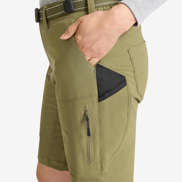 Side pocket on a pair of Genus Womens Burnt Olive Summer Gardening Shorts