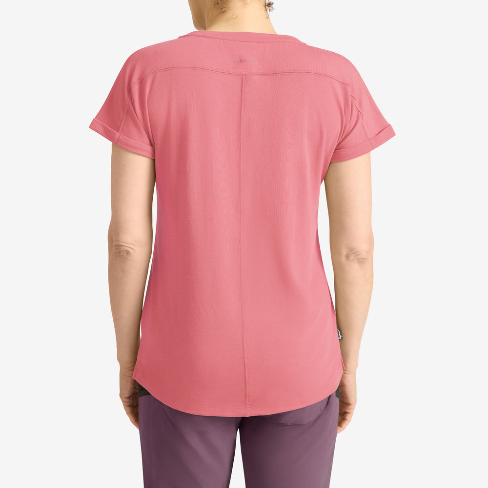 Back view of a Genus Tea Rose womens Eden Short Sleeve Tee
