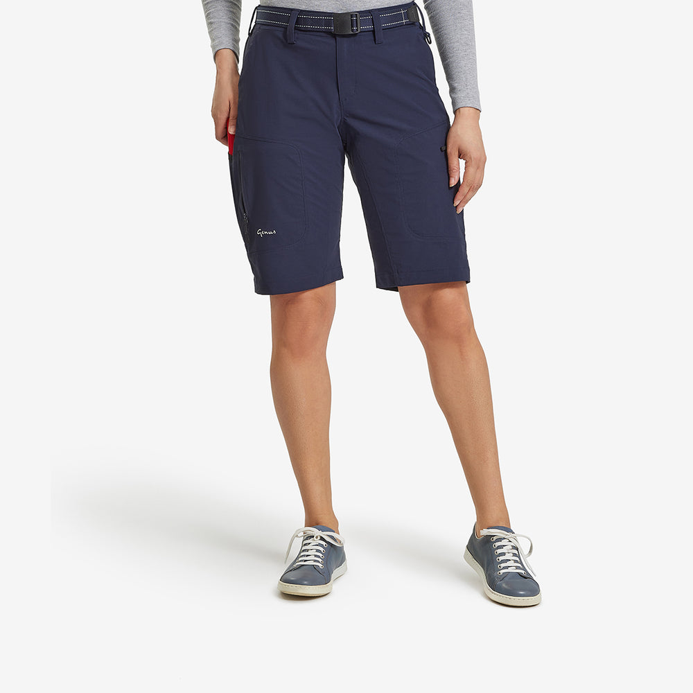 Front view of the Genus Women's Summer Gardening Shorts Dark Navy