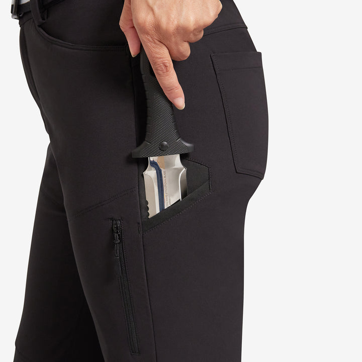 Genus womens black trimfit gardening trousers pocket with tool