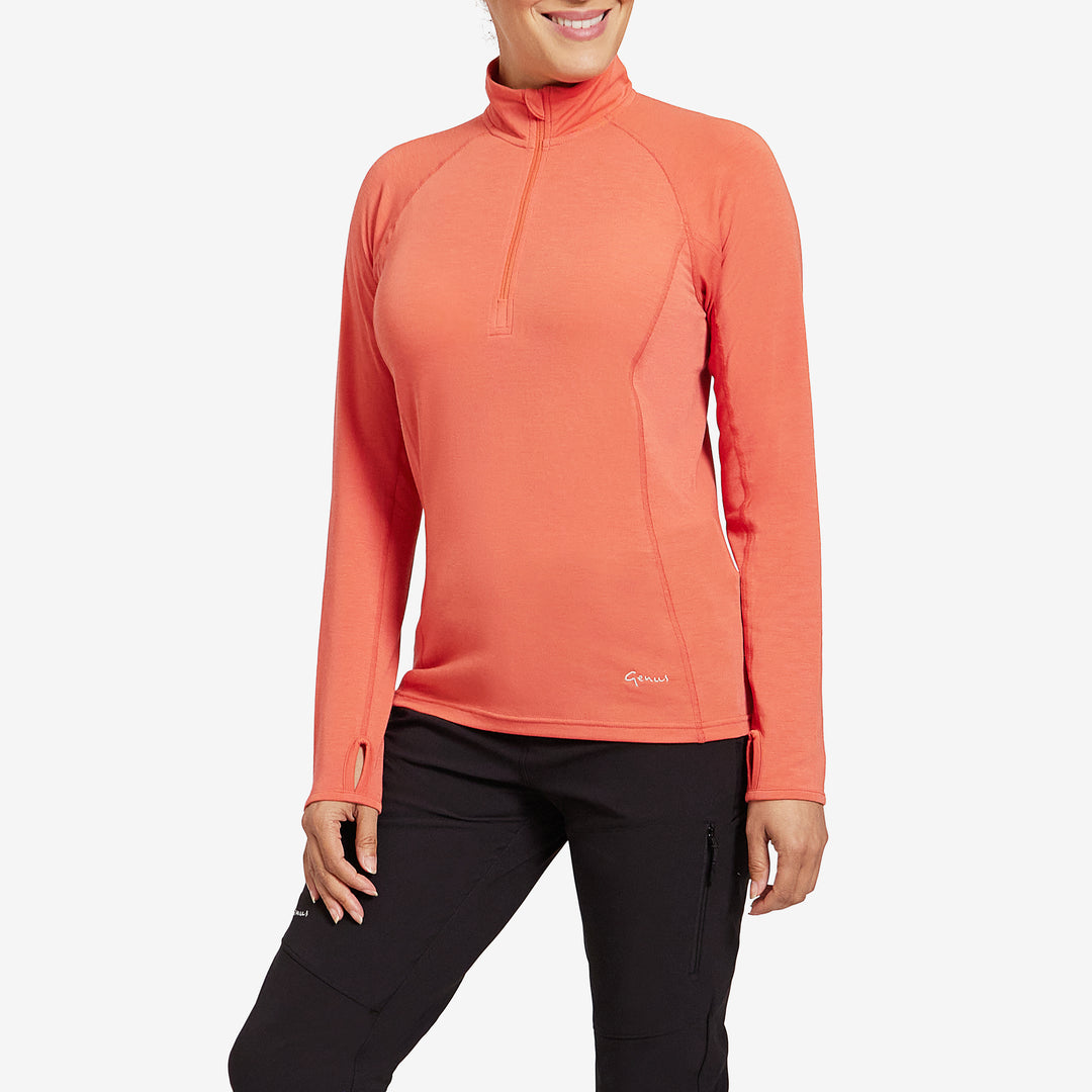 Women's Eden Gardening Zip-Neck Top - Burnt Sienna