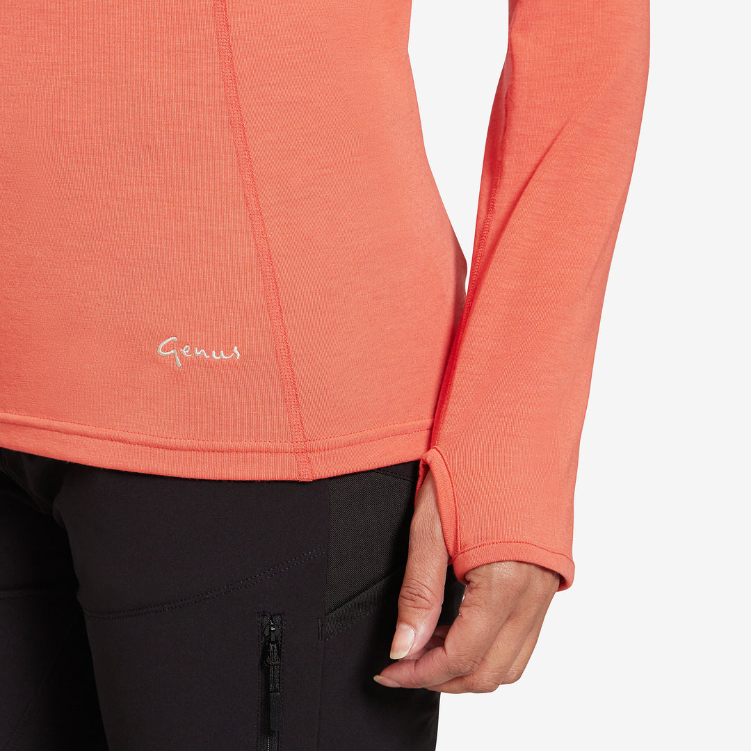 Women's Eden Gardening Zip-Neck Top - Burnt Sienna