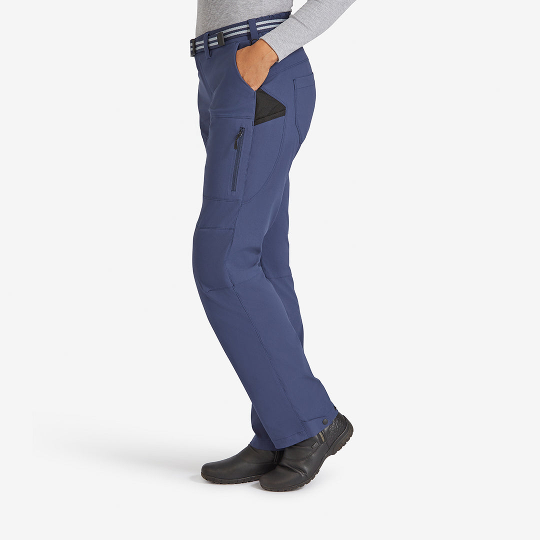 Side view of the Genus Women's Indigo 3 Season Trousers