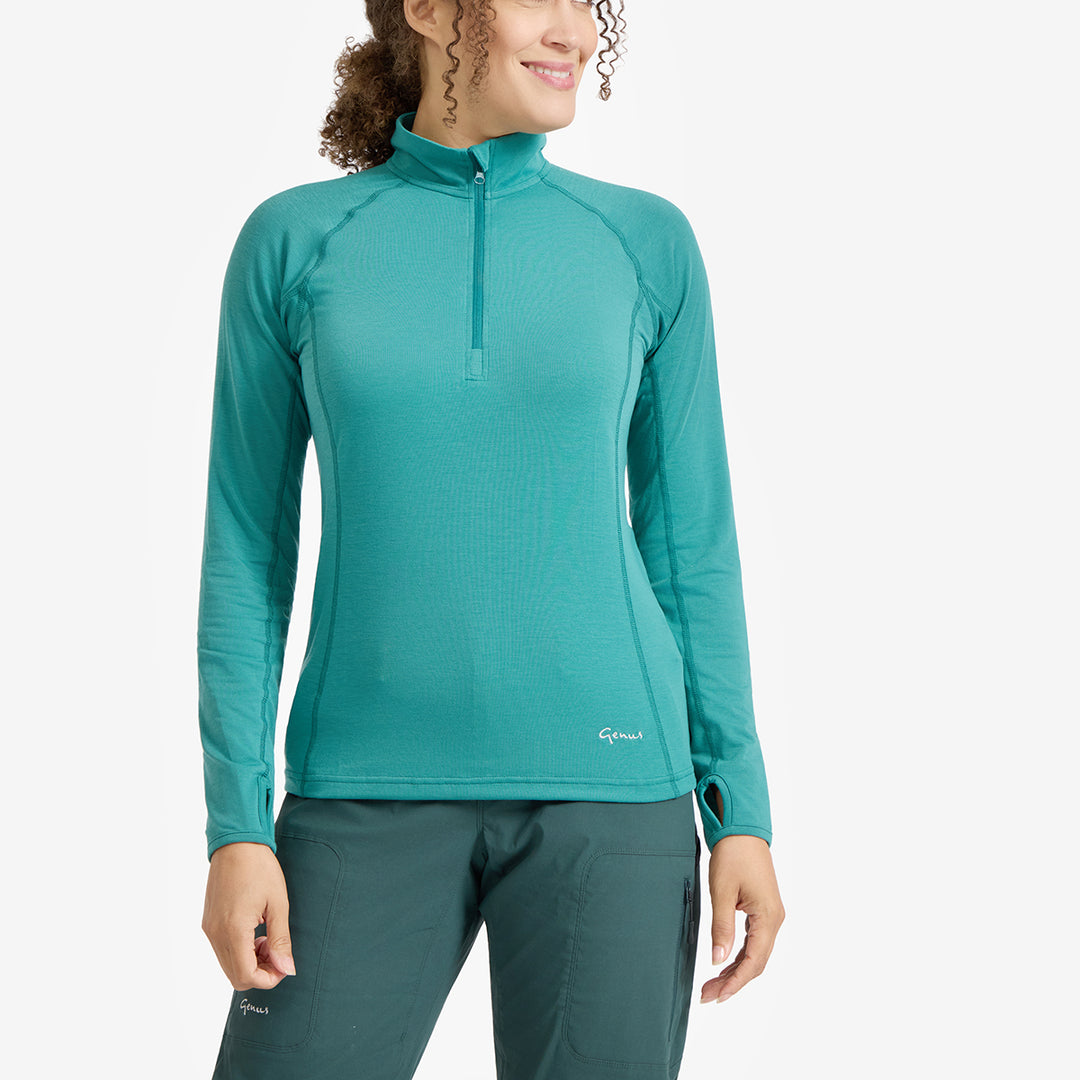 Women's Eden Gardening Zip-Neck Top - Teal