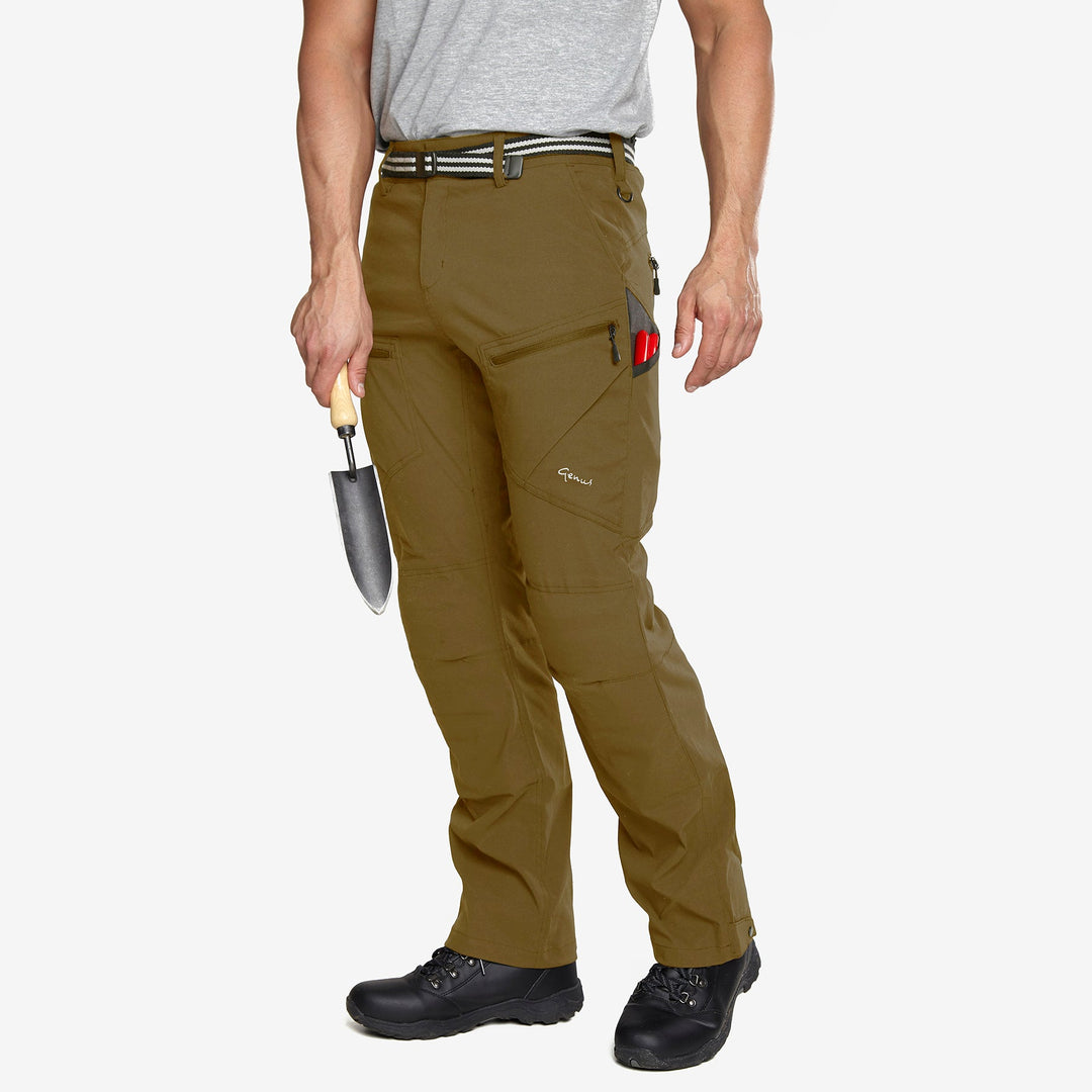 Man wearing a pair of Genus Men's 3 Season Gardening Trousers Tan